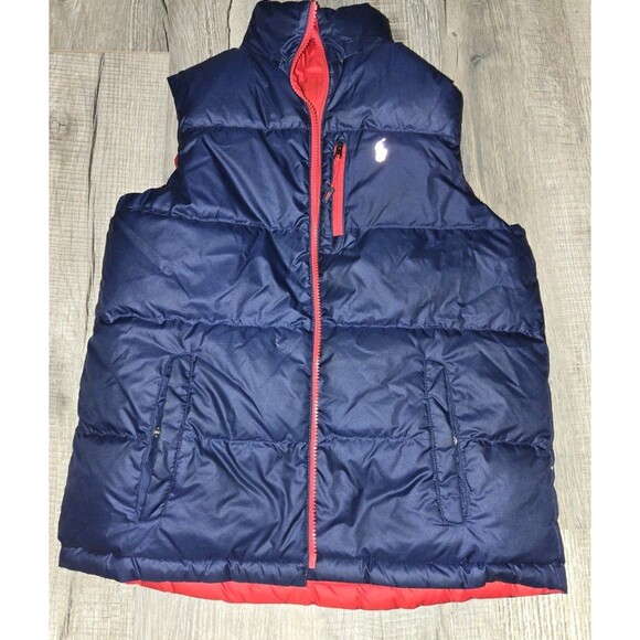 Polo by Ralph Lauren Youth Large 14/16 100% Down Puffer Vest Reversible Red Blue - Picture 3 of 5